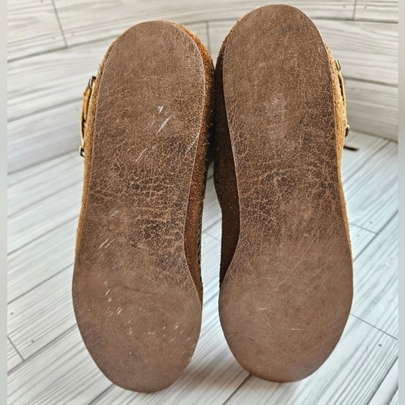 Vintage Suede Lace Up Moccasin Fringe Boots in Umber Brown Women's Size 5 - Picture 10 of 12